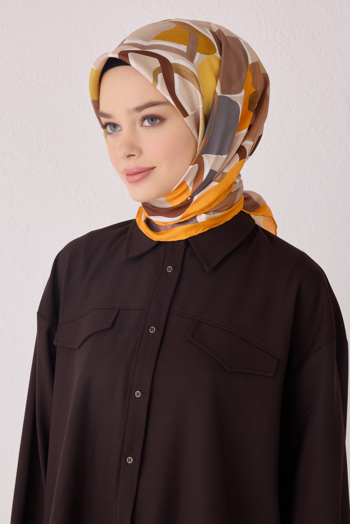 Belli 24 Kış İpek Eşarp-7 Turuncu