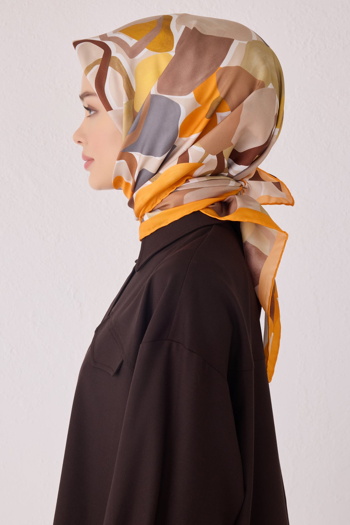 Belli 24 Kış İpek Eşarp-7 Turuncu