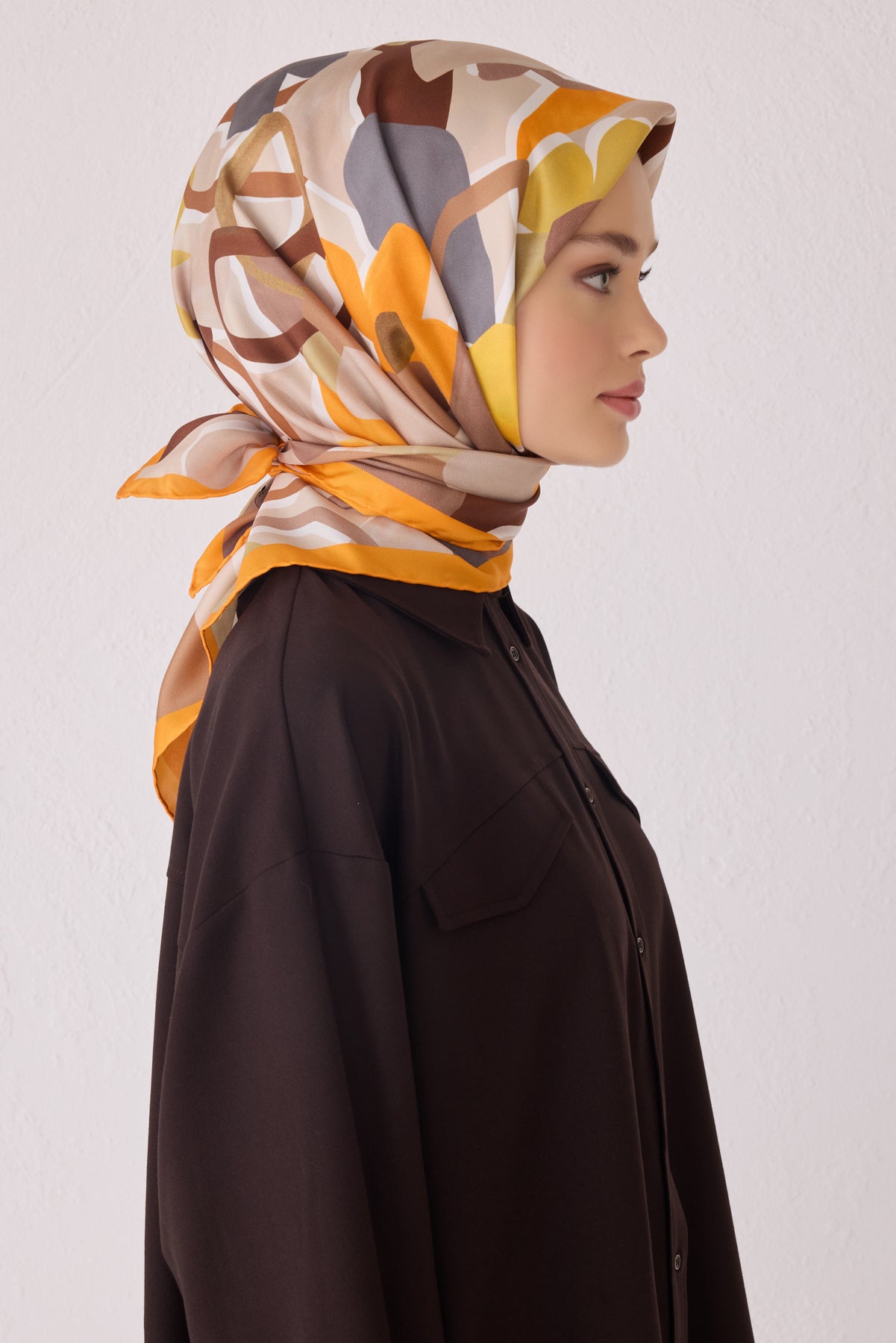 Belli 24 Kış İpek Eşarp-7 Turuncu