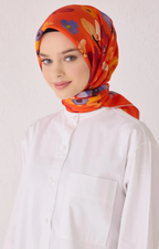 Belli 24 Kış İpek Eşarp-8 Turuncu