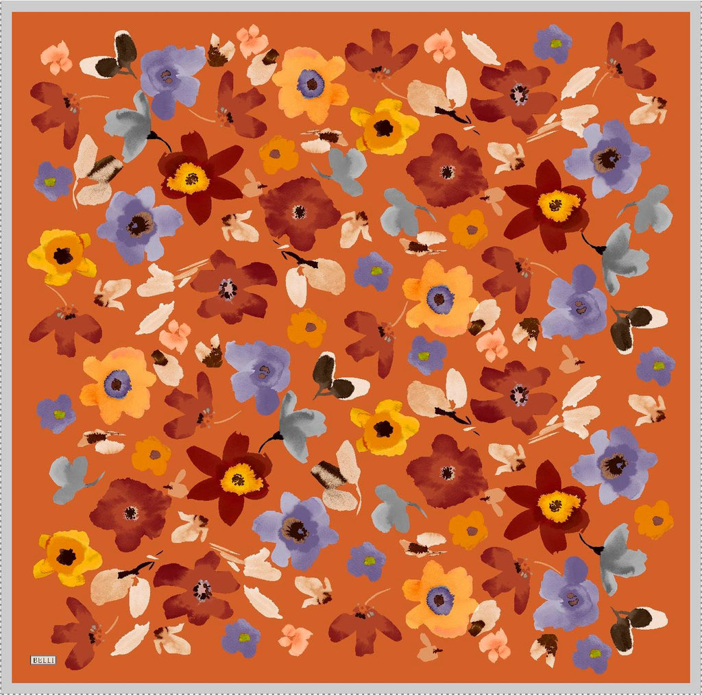 Belli 24 Kış İpek Eşarp-8 Turuncu