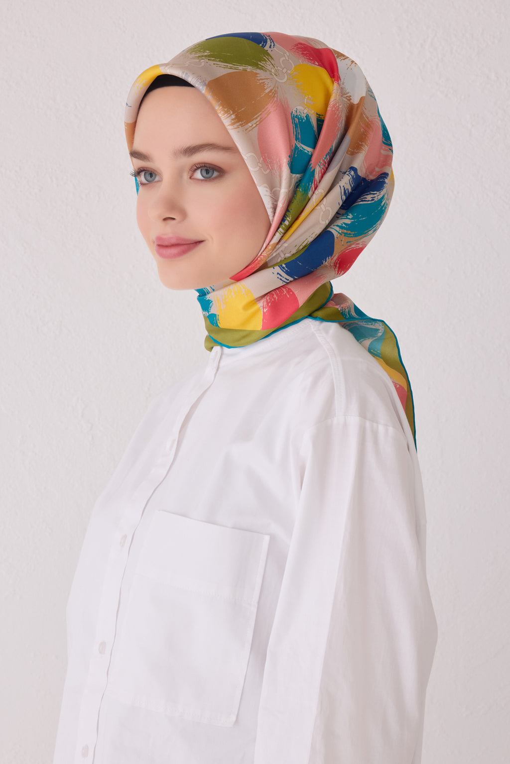 Belli 24 Kış İpek Eşarp-9 Turkuaz