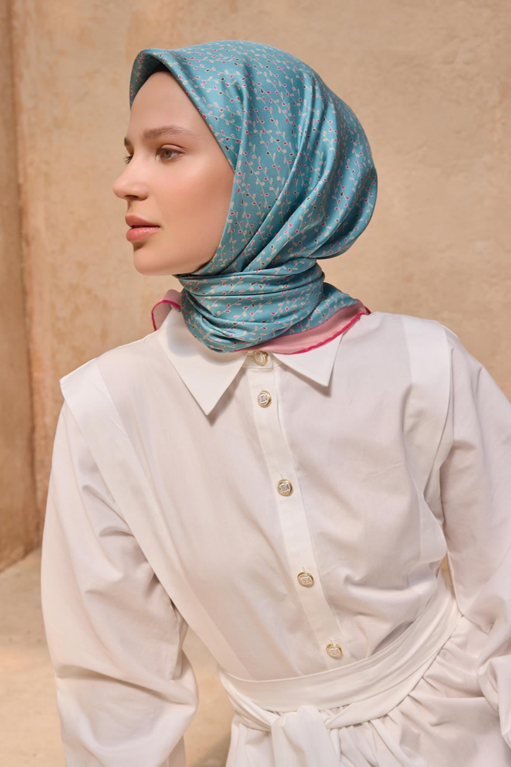 Belli 25 Yaz İpek Eşarp-11 Pembe