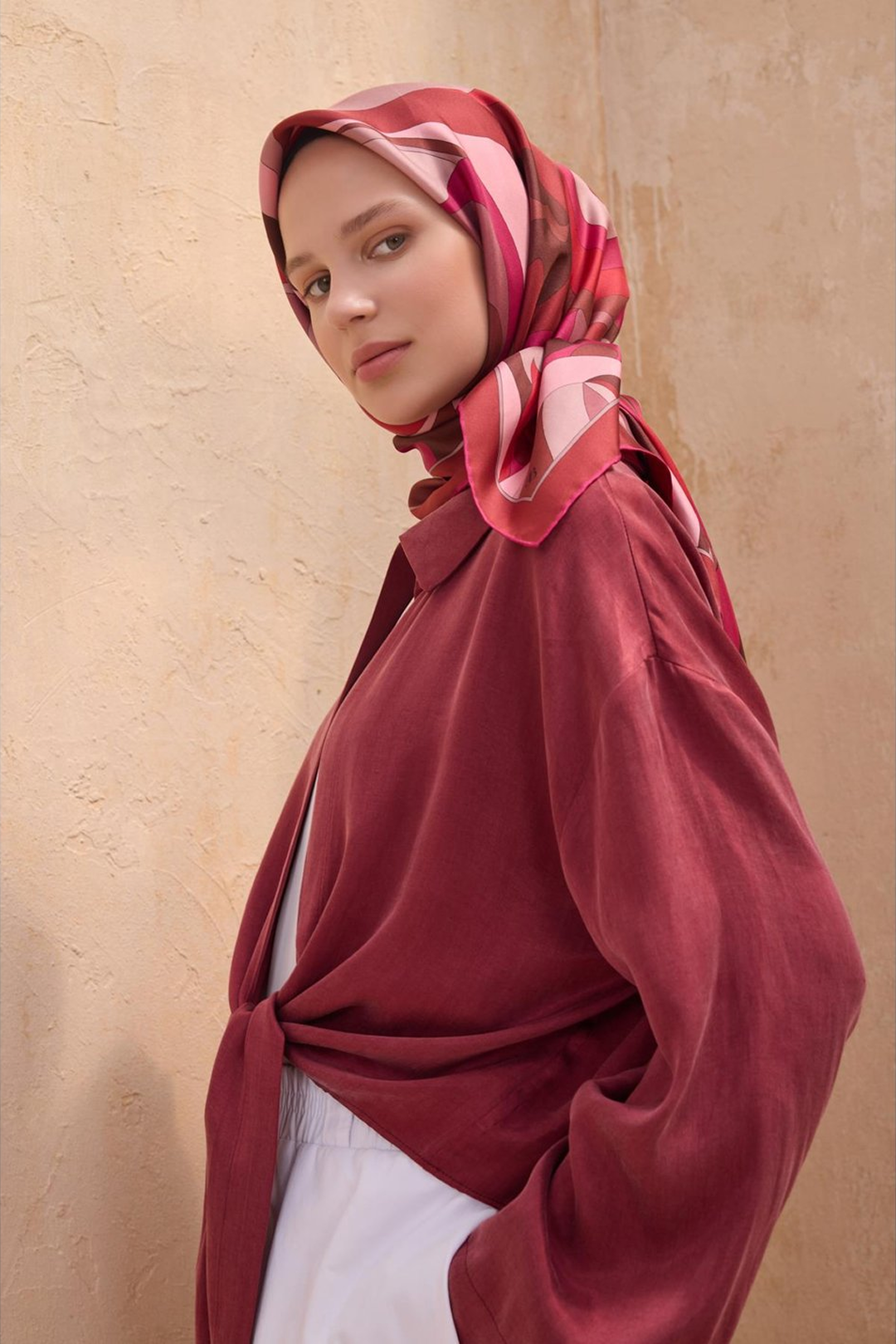 Belli 25 Summer Silk Scarf-13 Red
