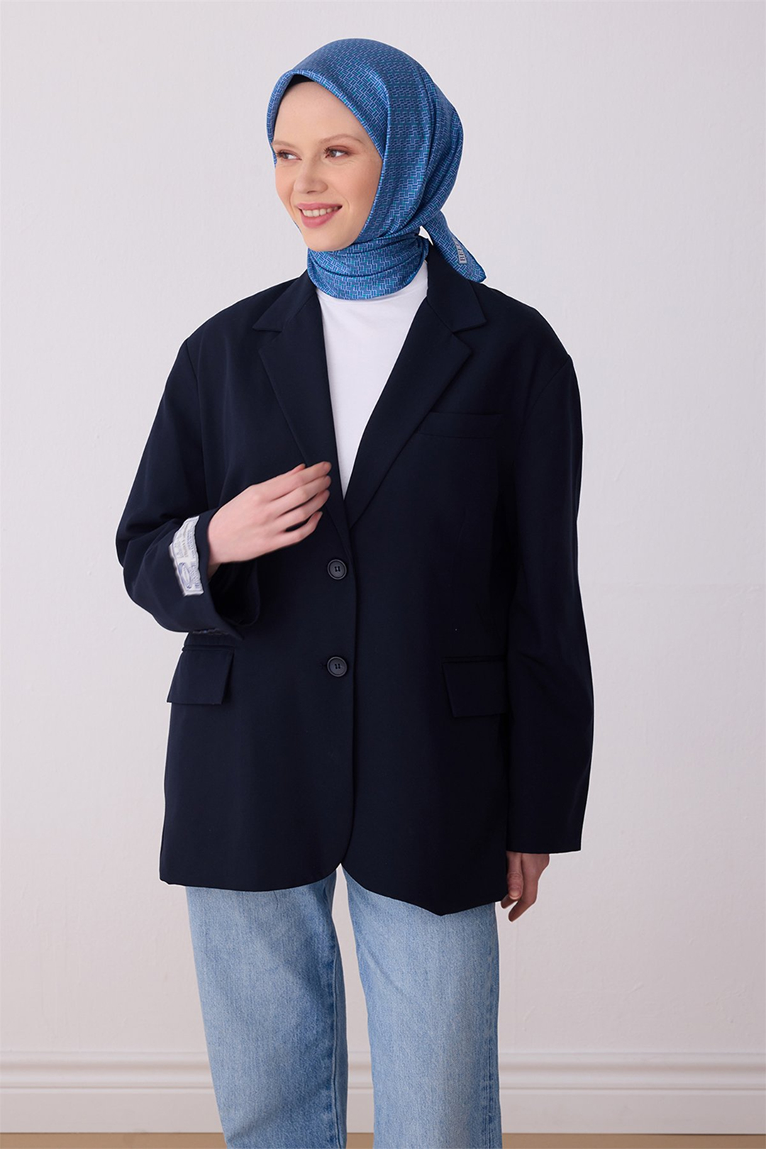 Belli 26y İpek Eşarp -17 Mavi