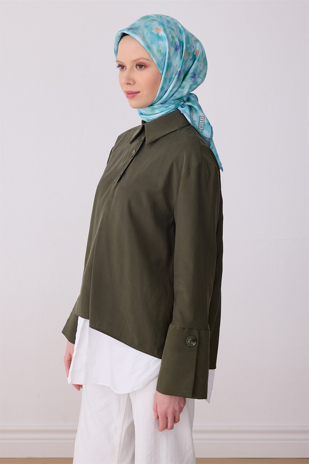 Belli 26y İpek Eşarp -8 Turkuaz