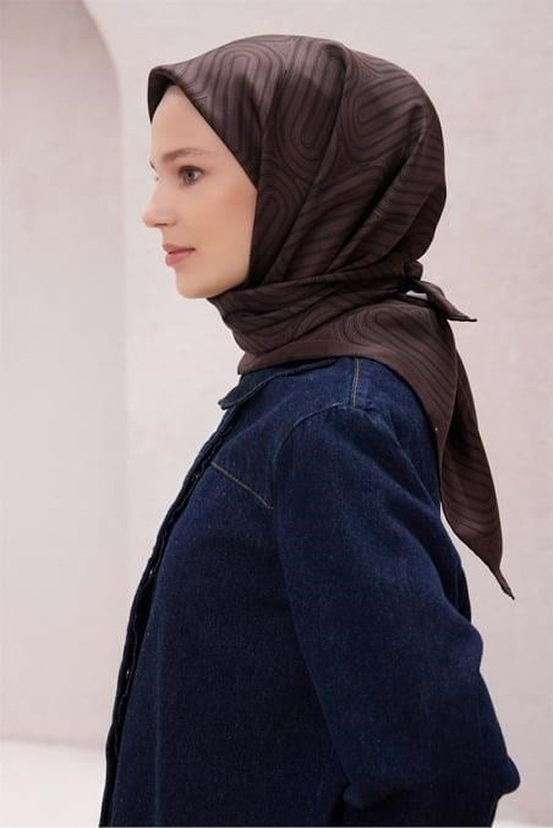 Belli Nostarji 4209  İpek Twill Eşarp Acı Kahve