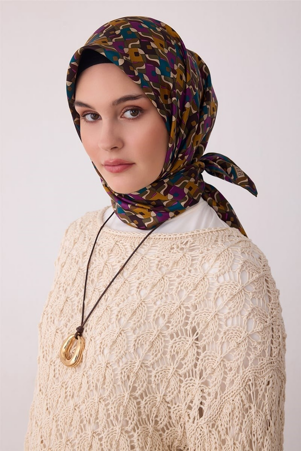 Belli Saf İpek Twill Eşarp 26k4402 Haki Yeşil
