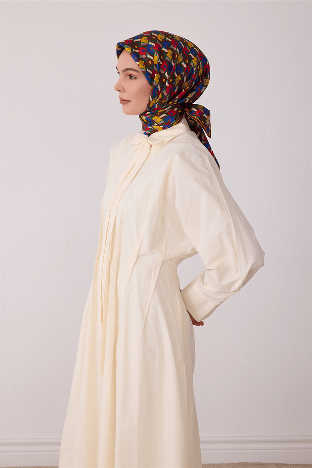 Belli Saf İpek Twill Eşarp 26k4402 Saks Mavi