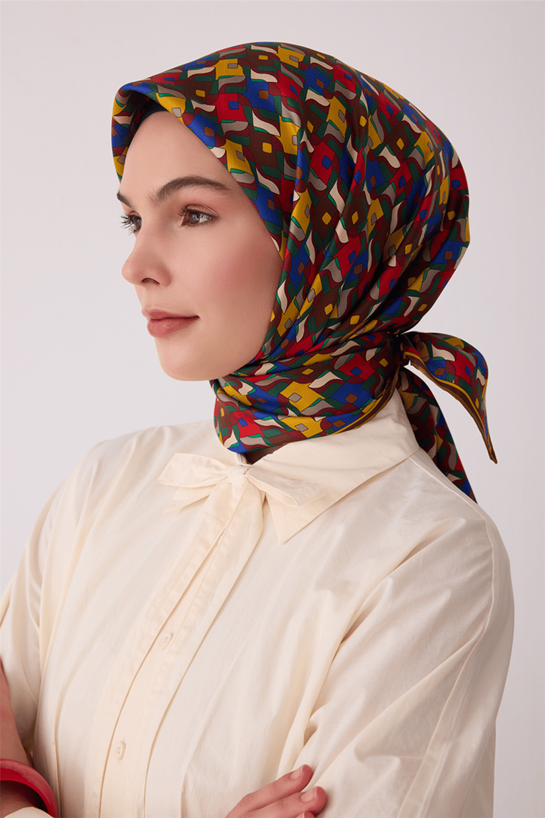 Belli Saf İpek Twill Eşarp 26k4402 Saks Mavi