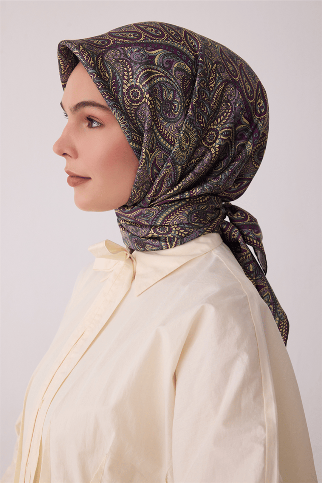 Belli Saf İpek Twill Eşarp 26k4404 Açık Yeşil