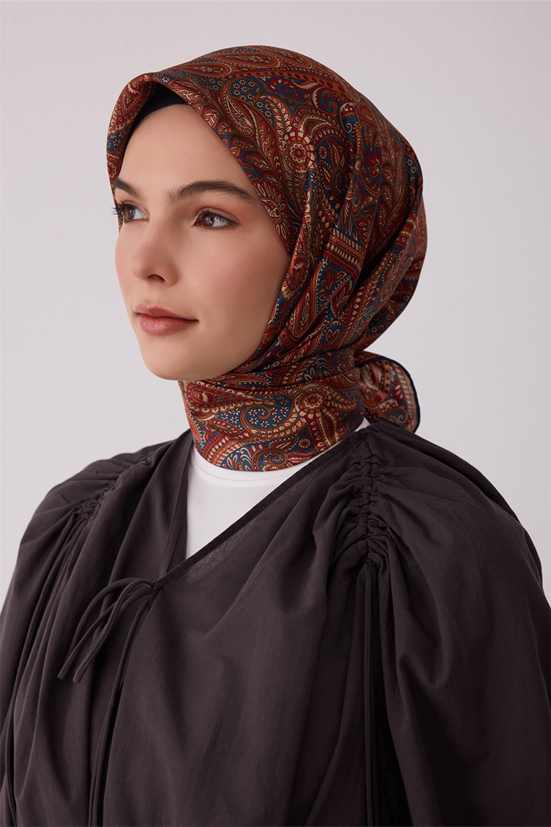 Belli Saf İpek Twill Eşarp 26k4404 Kiremit