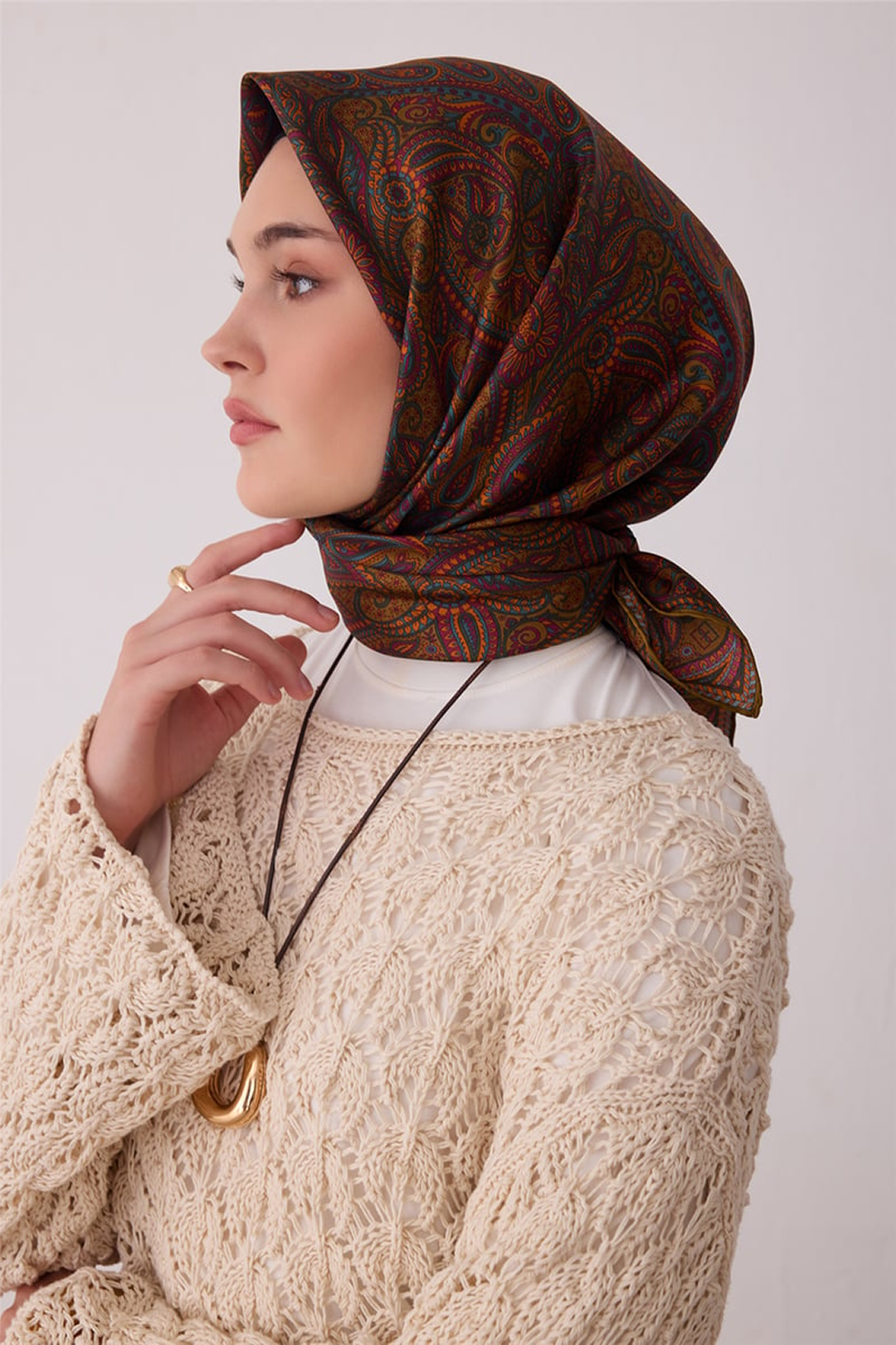 Belli Saf İpek Twill Eşarp 26k4404 Mavi