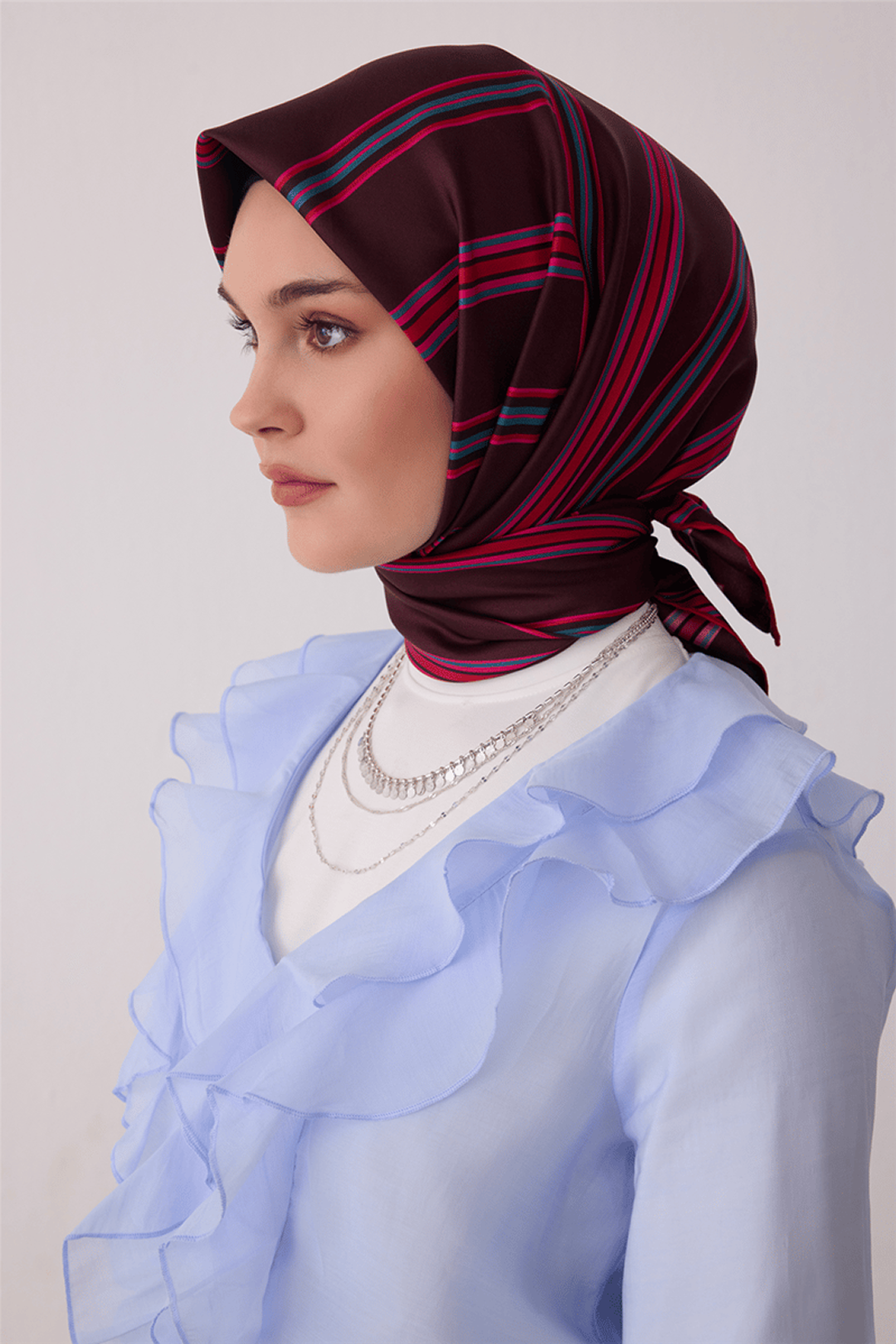 Belli Saf İpek Twill Eşarp 26k4405 Mürdüm