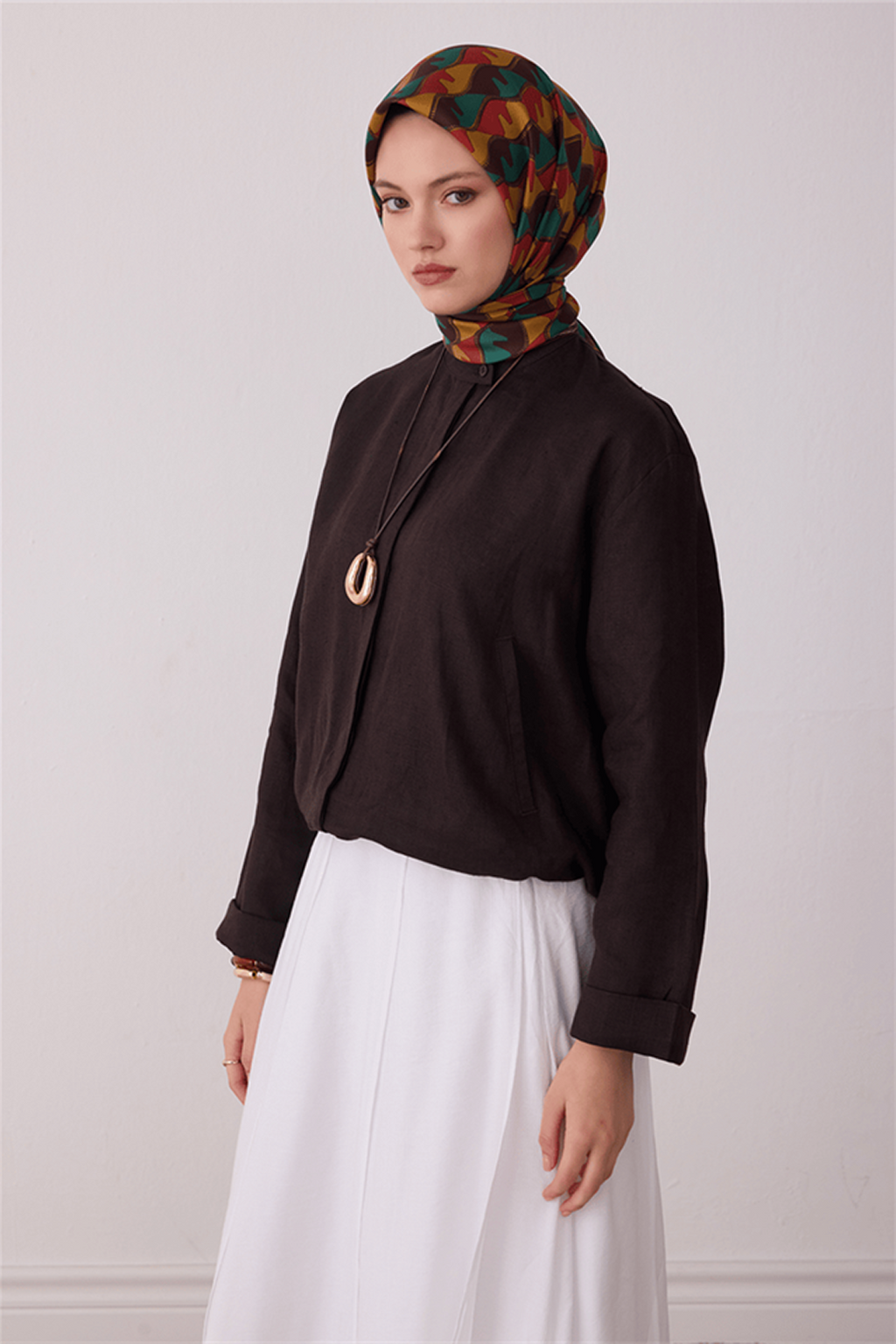 Belli Saf İpek Twill Eşarp 26k4406 Acı Kahve