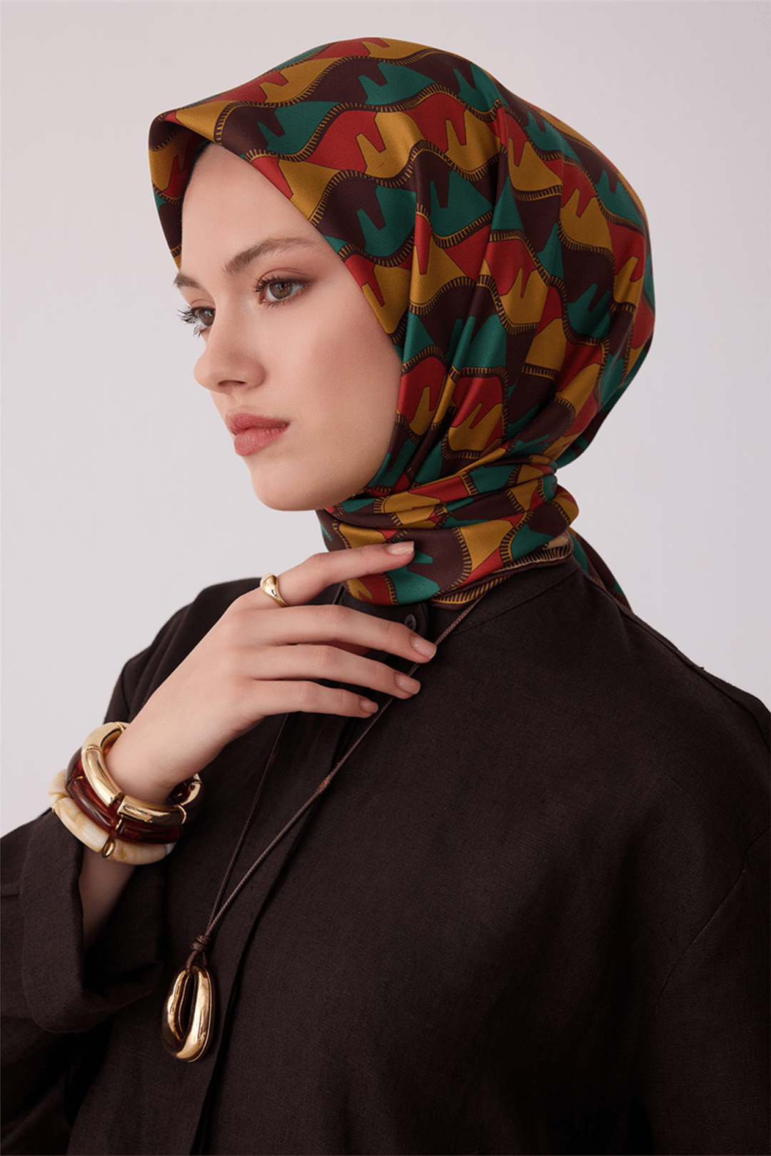 Belli Saf İpek Twill Eşarp 26k4406 Acı Kahve