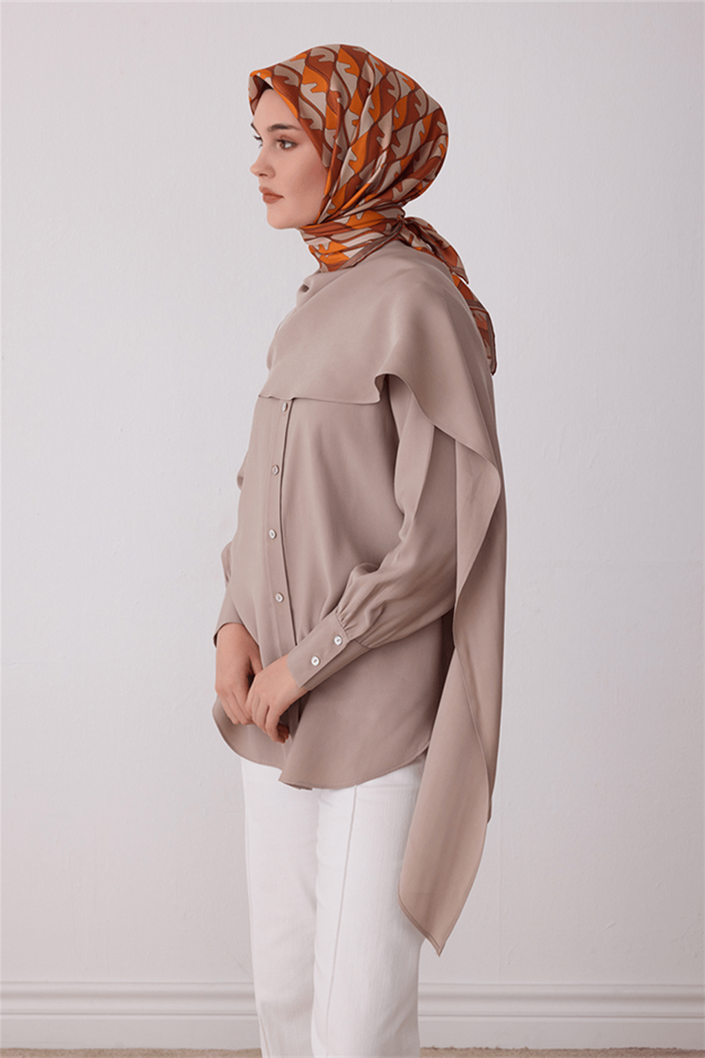 Belli Saf İpek Twill Eşarp 26k4406 Kiremit