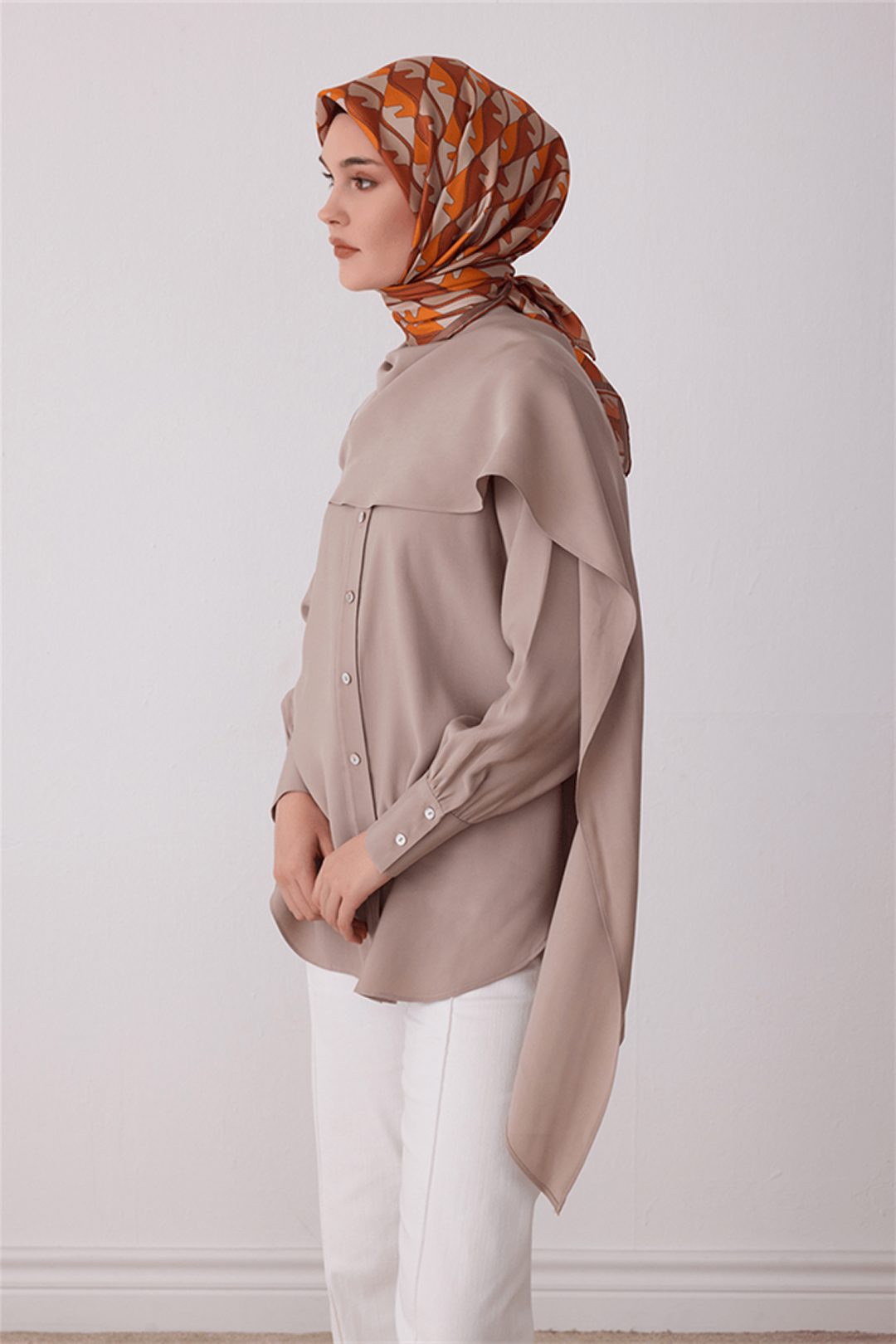 Belli Saf İpek Twill Eşarp 26k4406 Kiremit