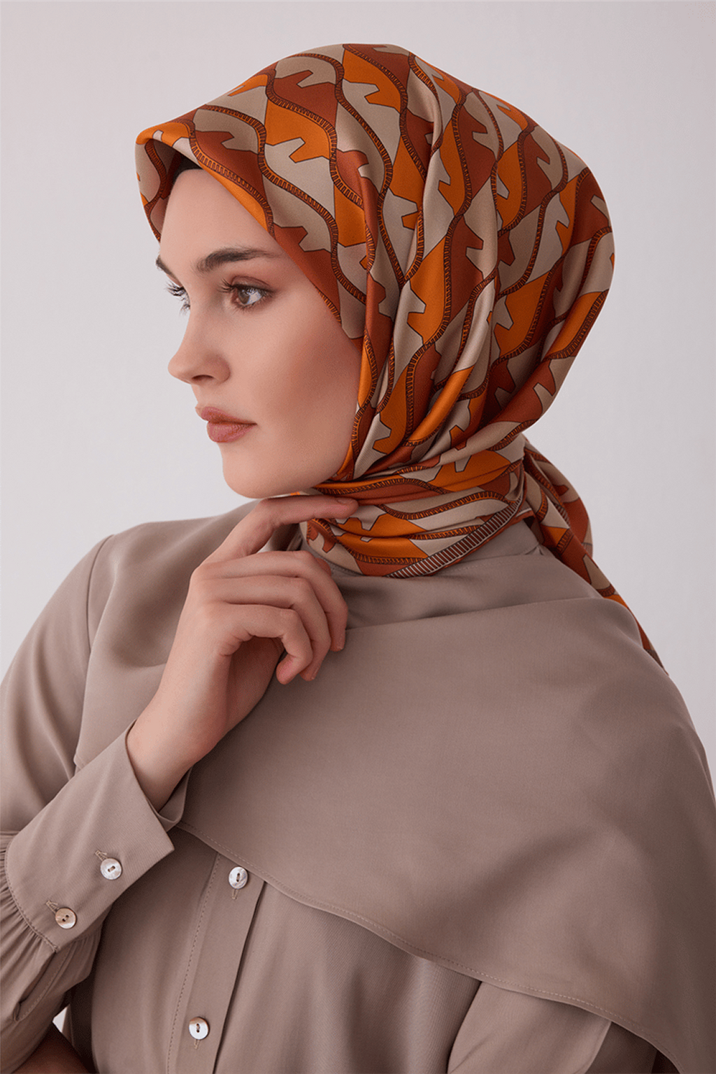 Belli Saf İpek Twill Eşarp 26k4406 Kiremit