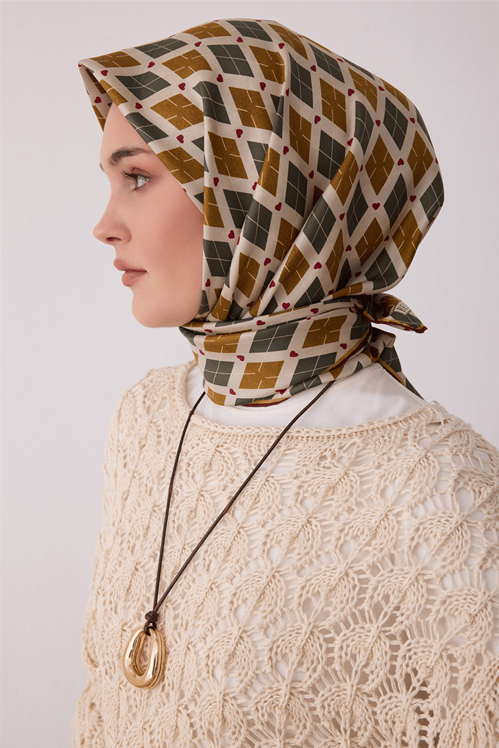 Belli Saf İpek Twill Eşarp 26k4408 Haki Yeşil