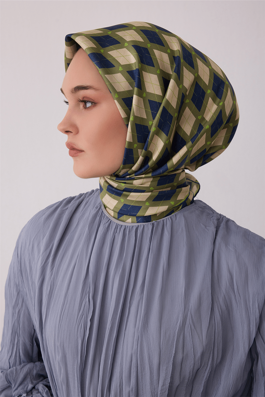 Belli Saf İpek Twill Eşarp 26k4408 Lacivert