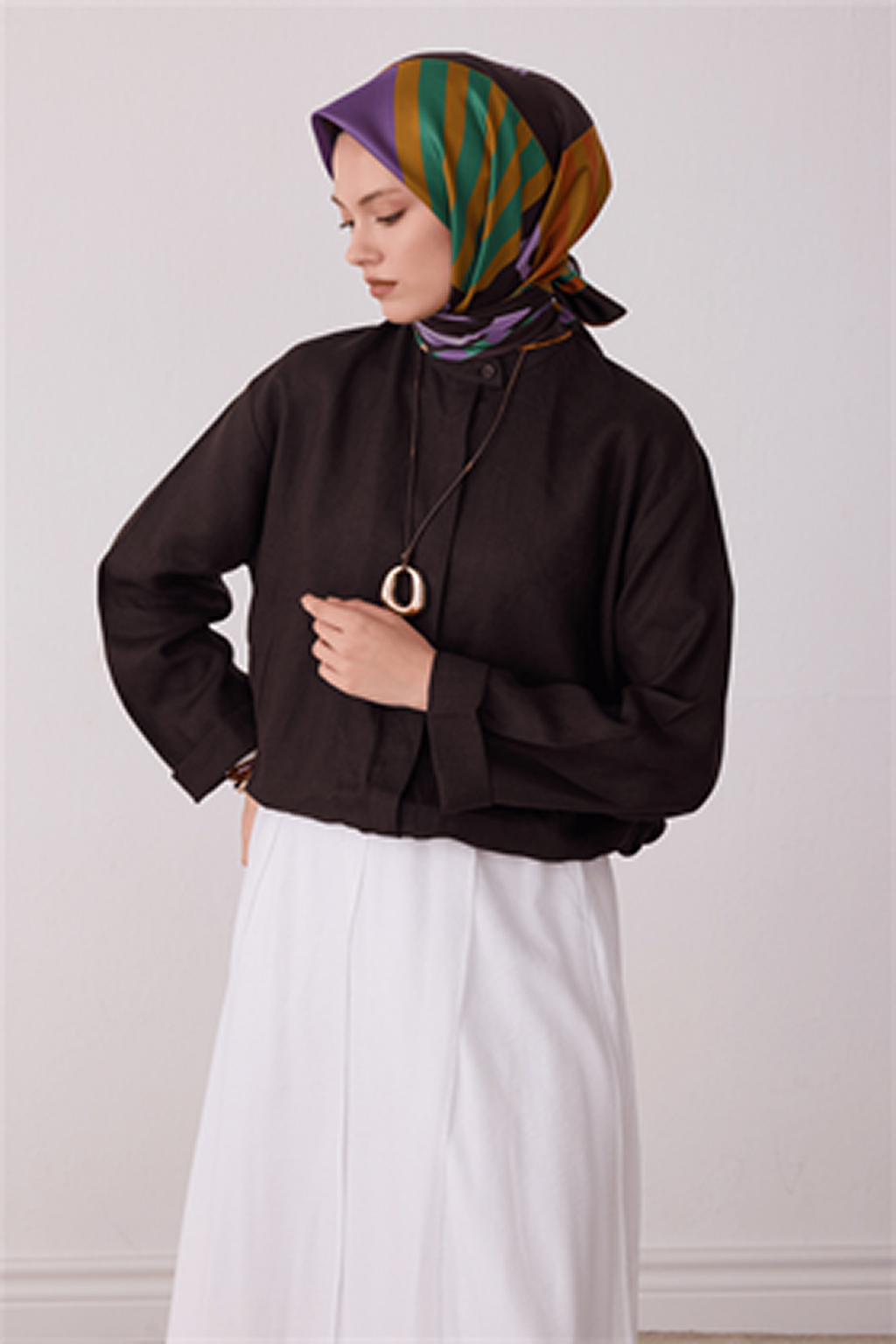 Belli Saf İpek Twill Eşarp 26k4409 Acı Kahve