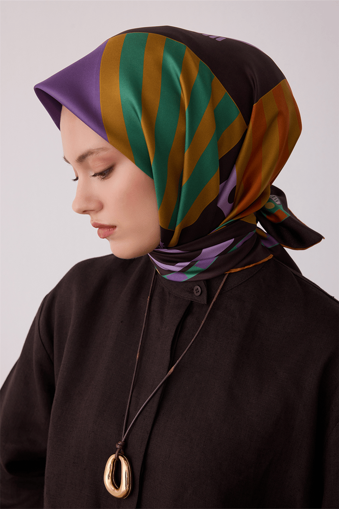 Belli Saf İpek Twill Eşarp 26k4409 Acı Kahve