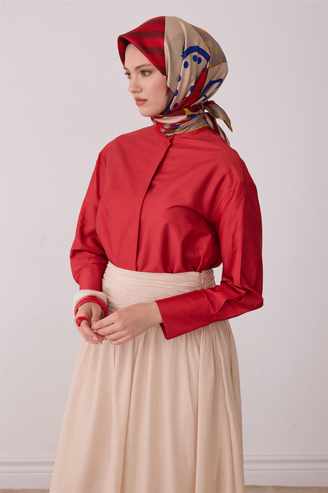 Belli Saf İpek Twill Eşarp 26k4409 Kırmızı