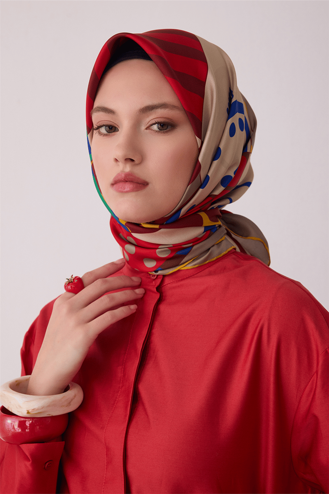Belli Saf İpek Twill Eşarp 26k4409 Kırmızı