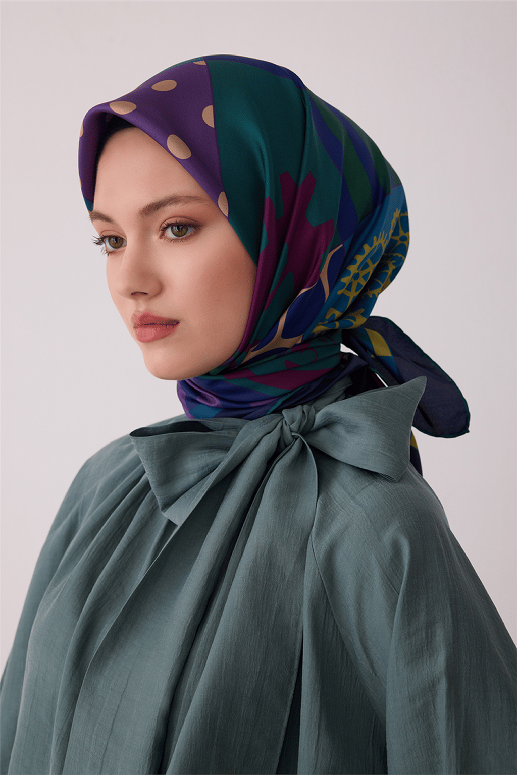 Belli Saf İpek Twill Eşarp 26k4409 Lacivert