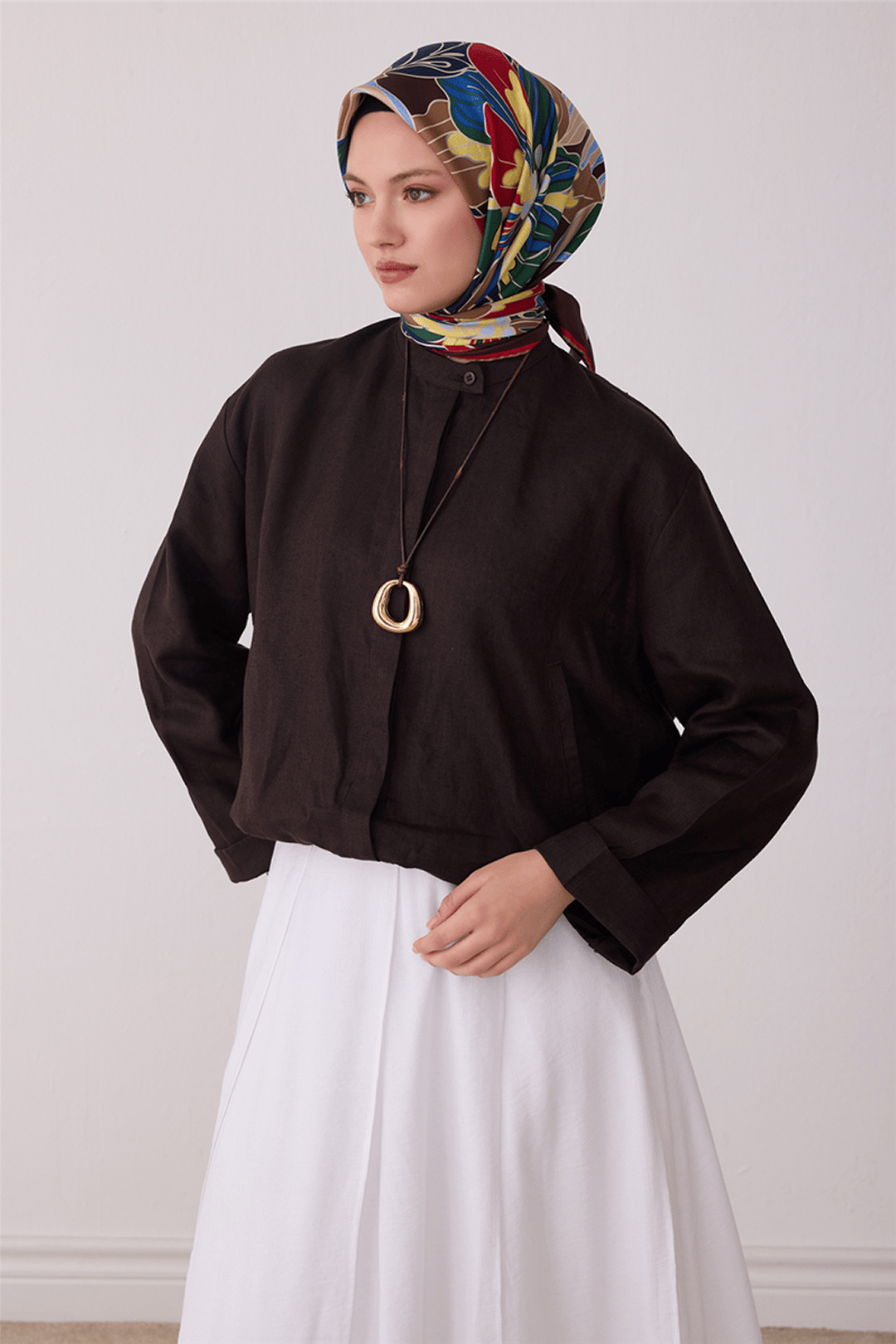 Belli Saf İpek Twill Eşarp 26k4413 Acı Kahve