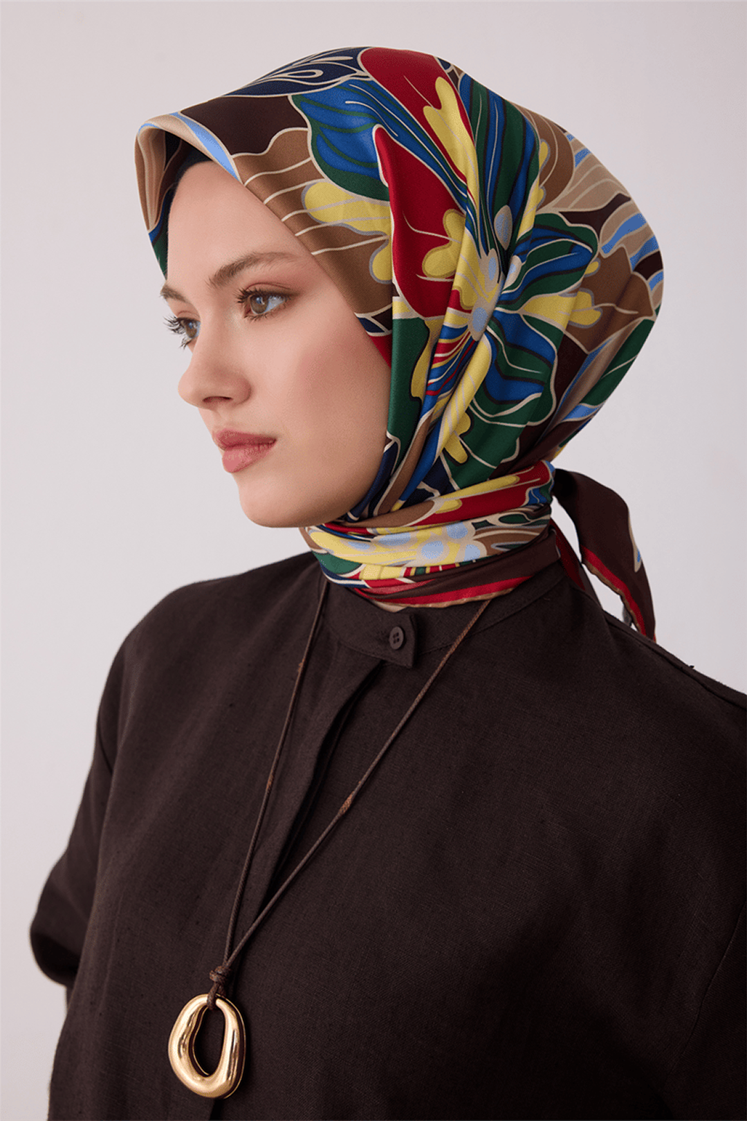 Belli Saf İpek Twill Eşarp 26k4413 Acı Kahve