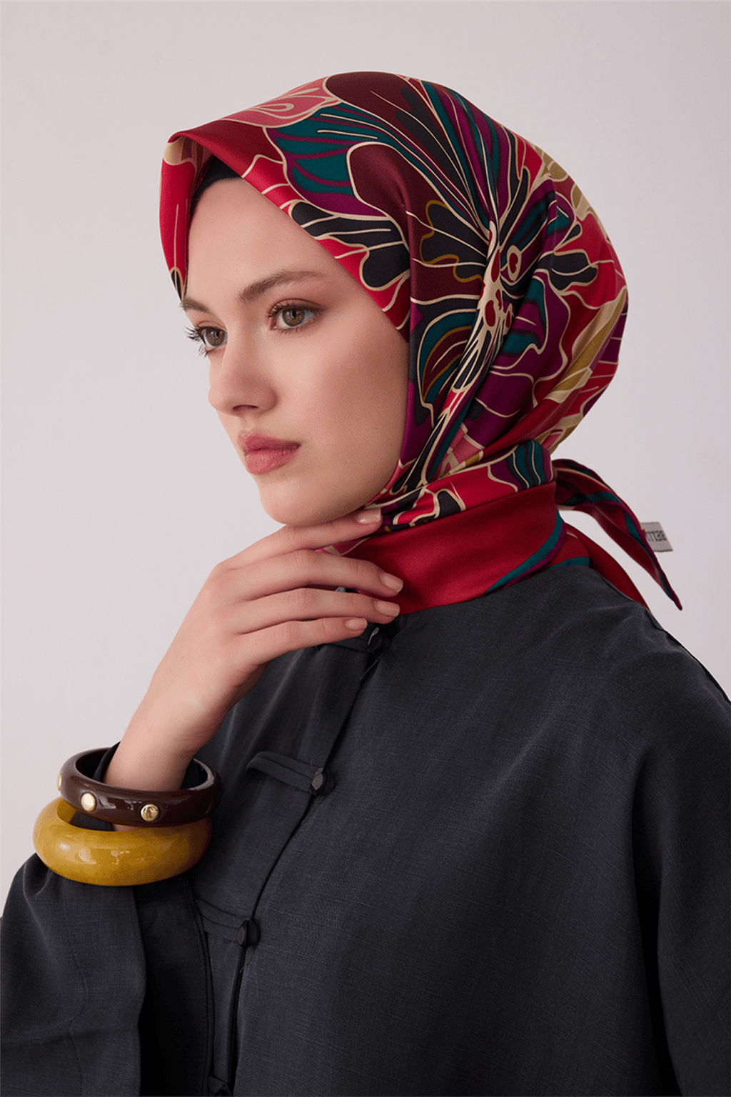 Belli Saf İpek Twill Eşarp 26k4413 Bordo