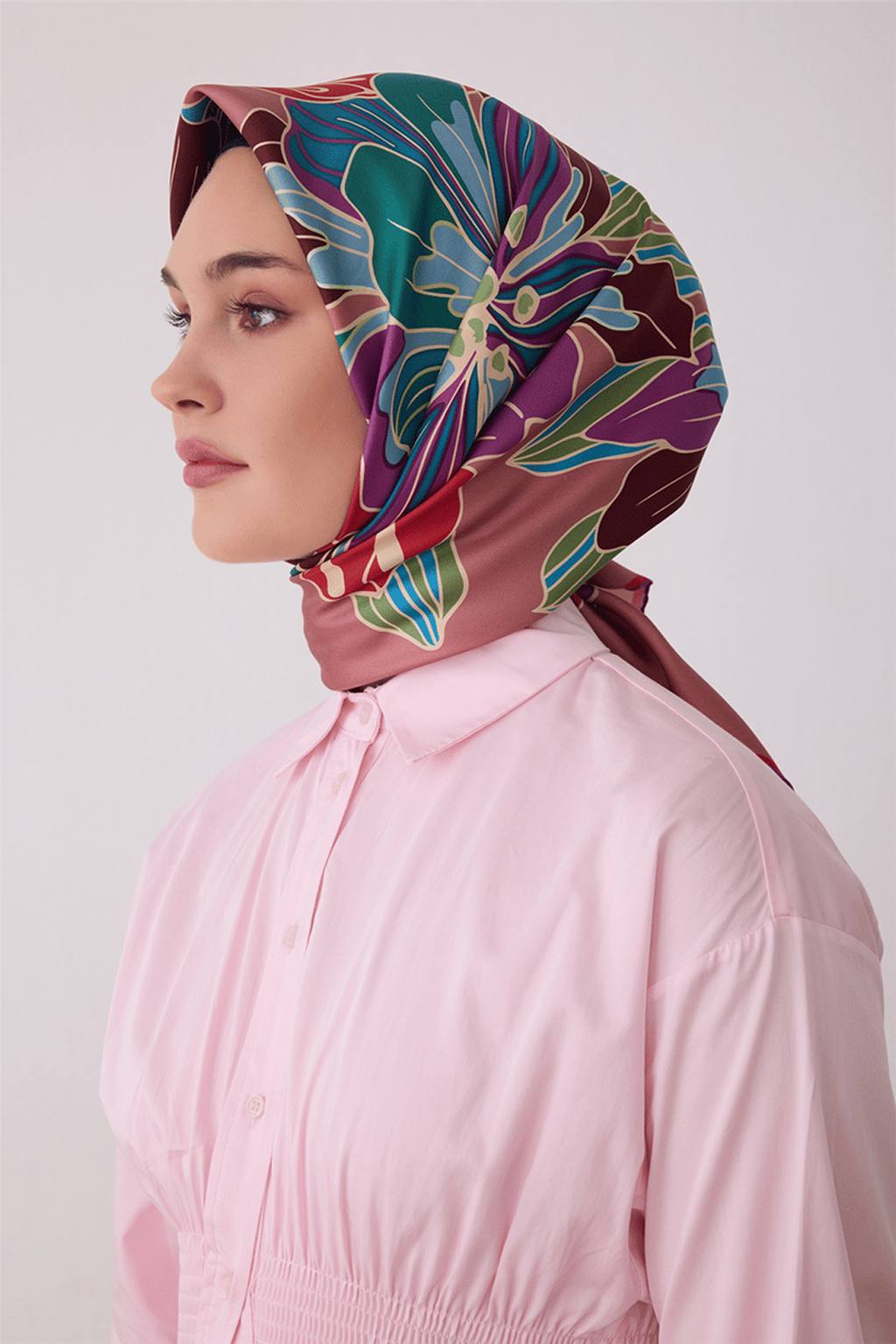 Belli Saf İpek Twill Eşarp 26k4413 Pembe