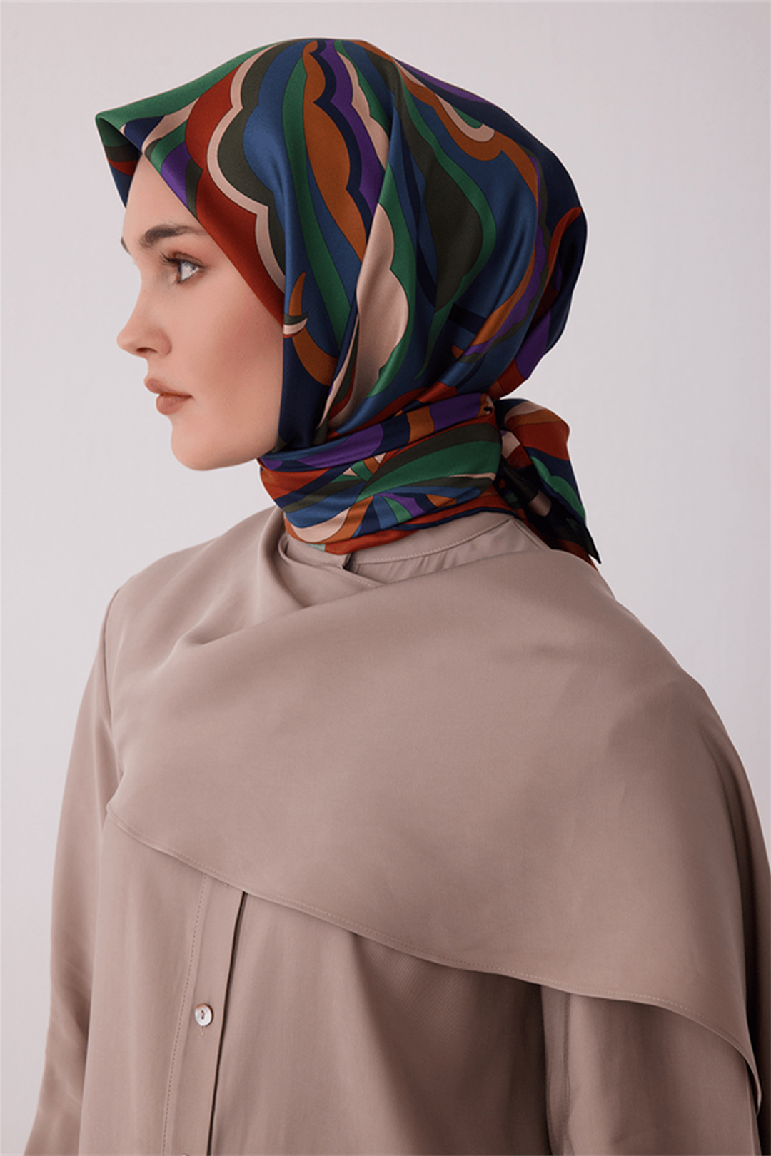 Belli Saf İpek Twill Eşarp 26k4414 Lacivert