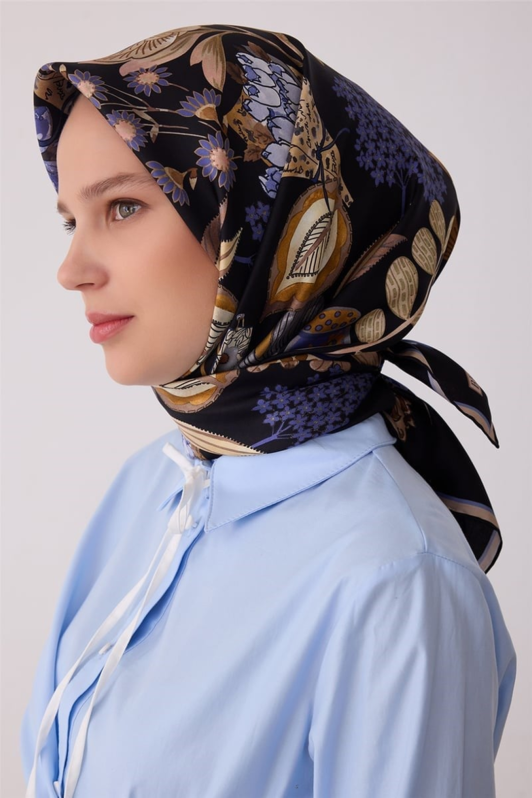 Belli Saf İpek Twill Eşarp 26k4415 Siyah