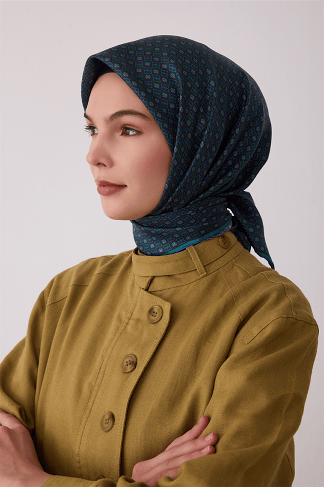 Belli Saf İpek Twill Eşarp 26k4418 İndigo