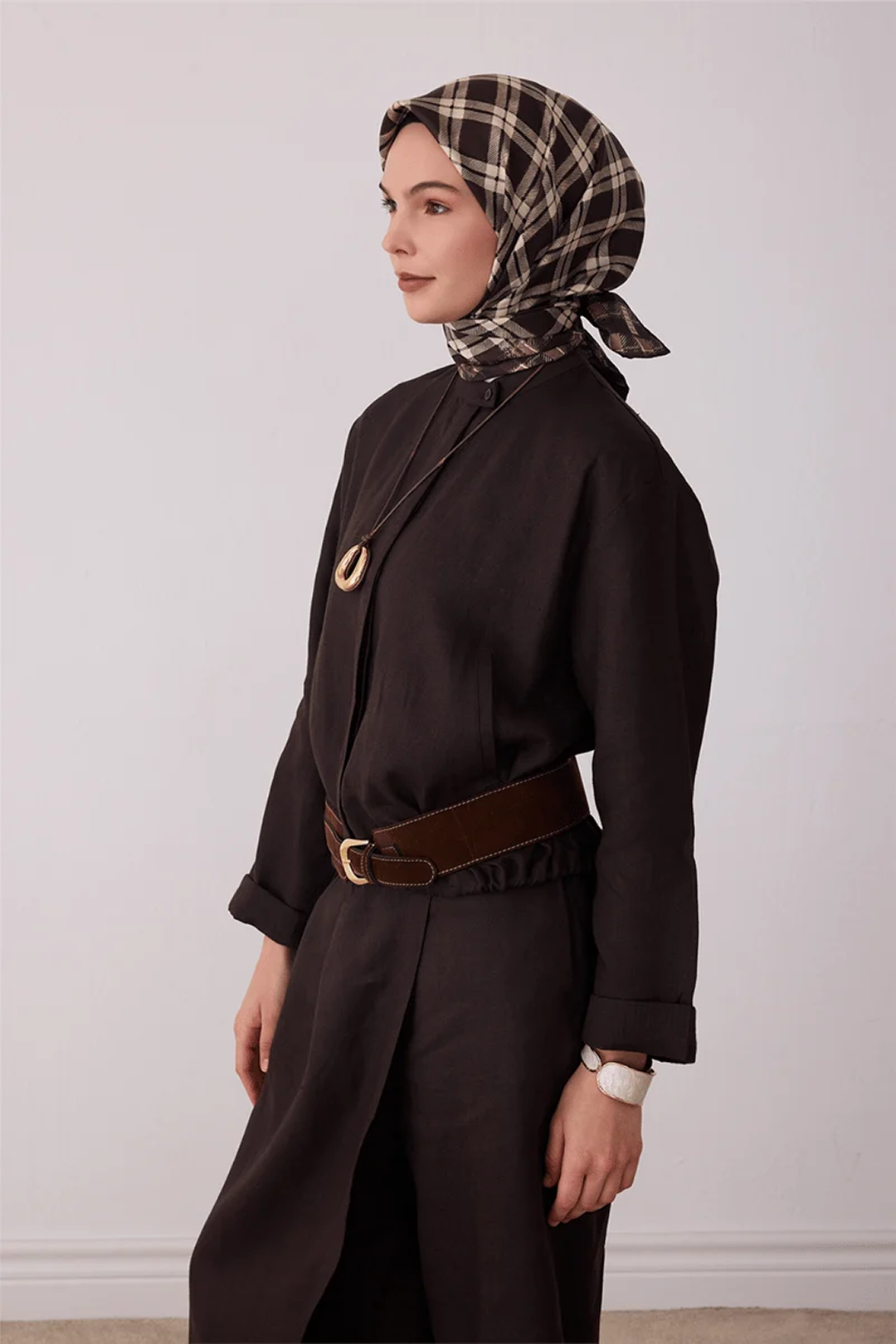 Belli Saf İpek Twill Eşarp 26k4421 Acı Kahve