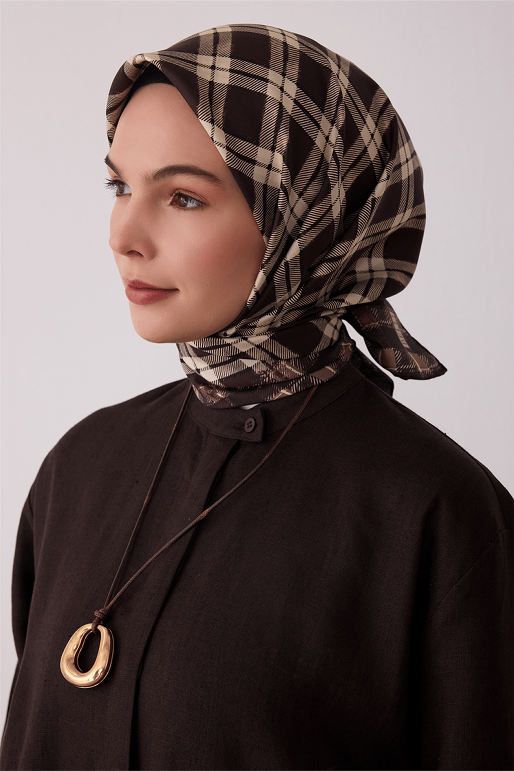 Belli Saf İpek Twill Eşarp 26k4421 Acı Kahve