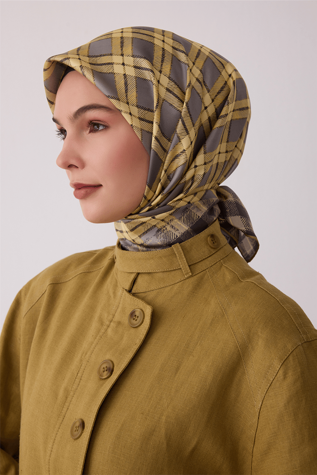 Belli Saf İpek Twill Eşarp 26k4421 Gri