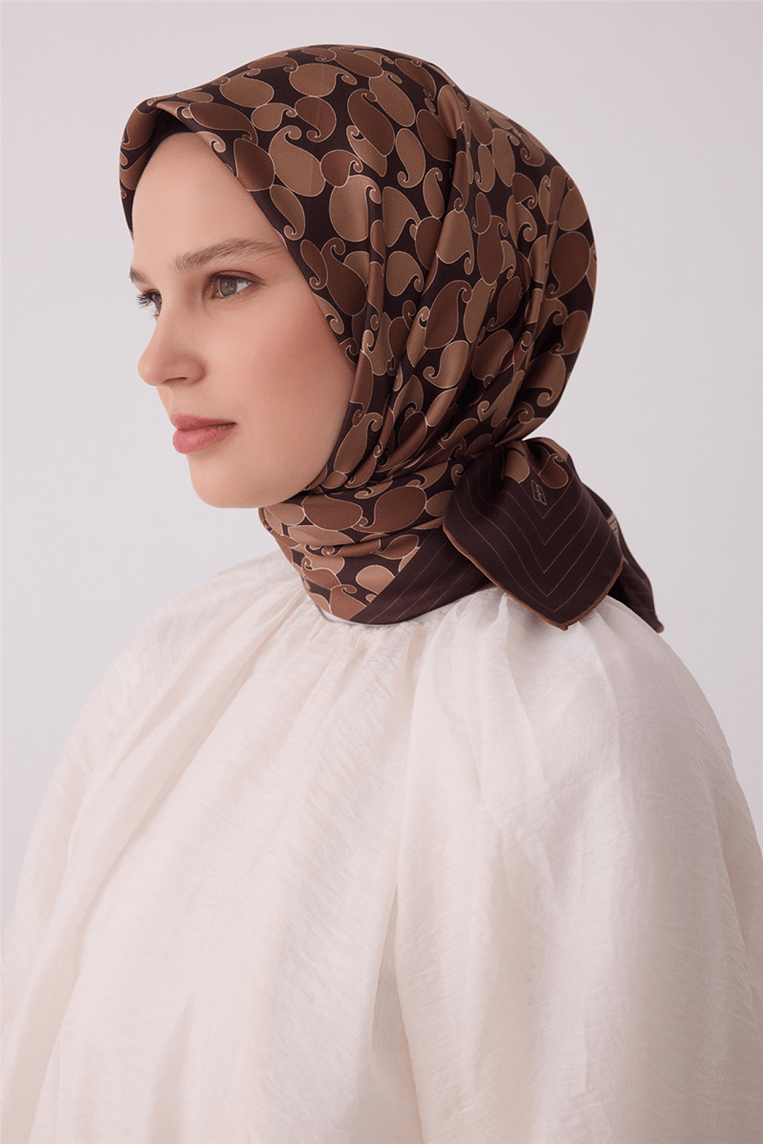 Belli Saf İpek Twill Eşarp 26k4422 Acı Kahve