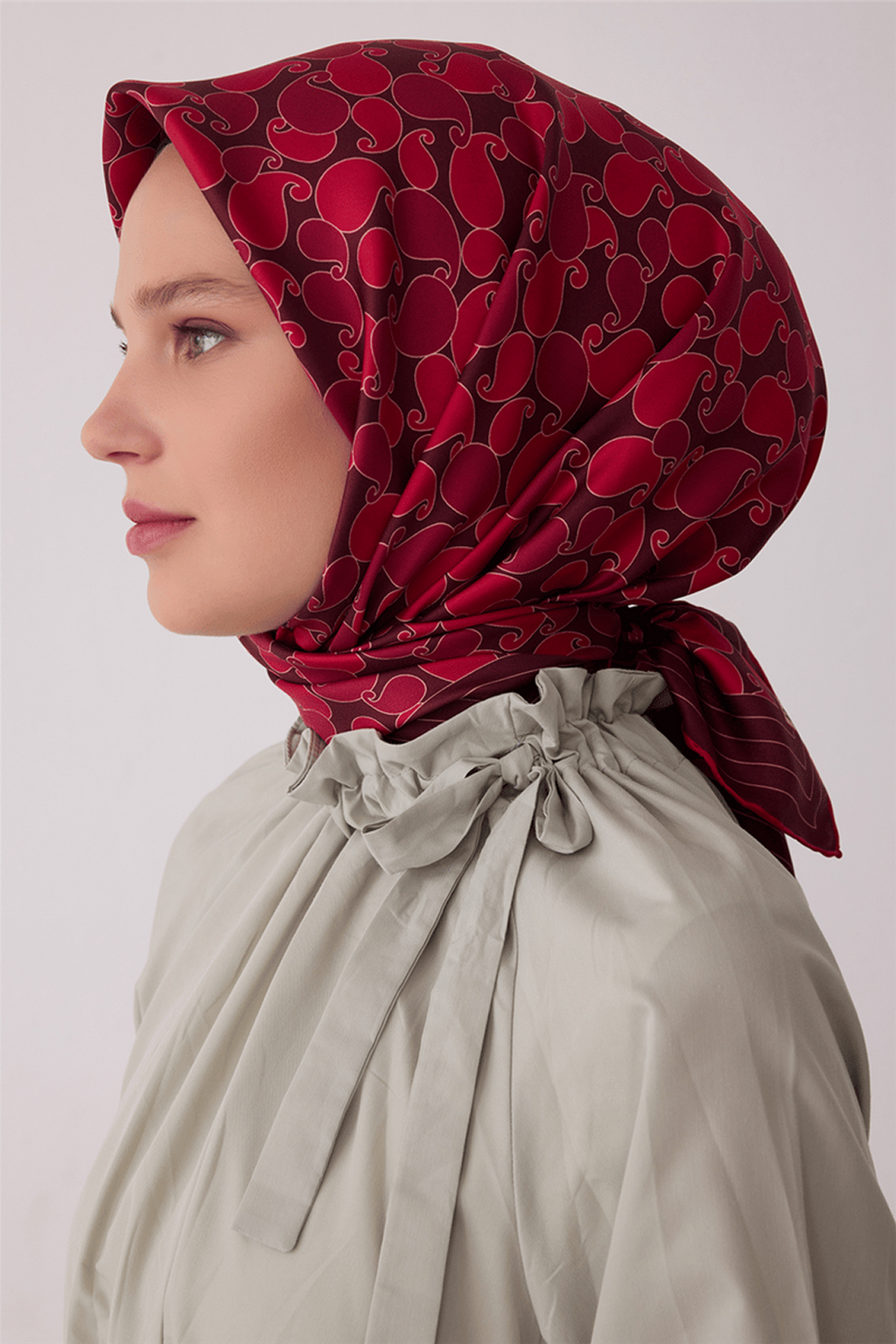 Belli Saf İpek Twill Eşarp 26k4422 Bordo