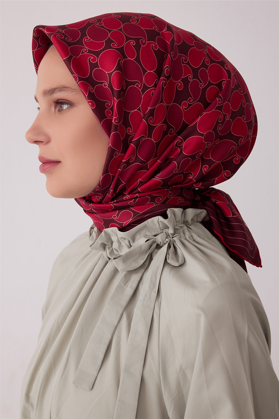 Belli Saf İpek Twill Eşarp 26k4422 Bordo