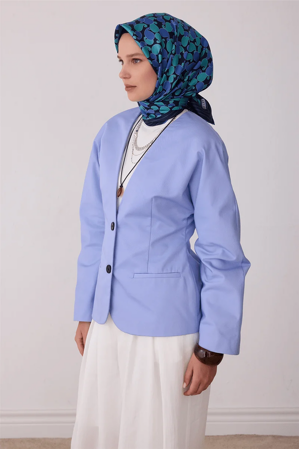 Belli Saf İpek Twill Eşarp 26k4422 Lacivert