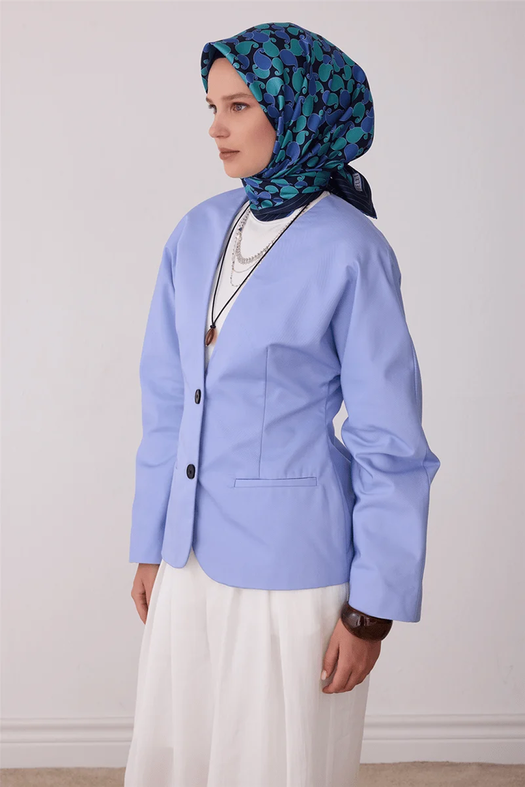 Belli Saf İpek Twill Eşarp 26k4422 Lacivert