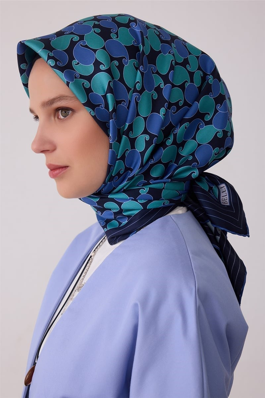 Belli Saf İpek Twill Eşarp 26k4422 Lacivert