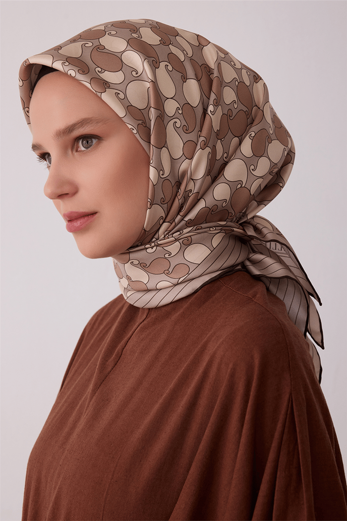 Belli Saf İpek Twill Eşarp 26k4422 Taş Grisi