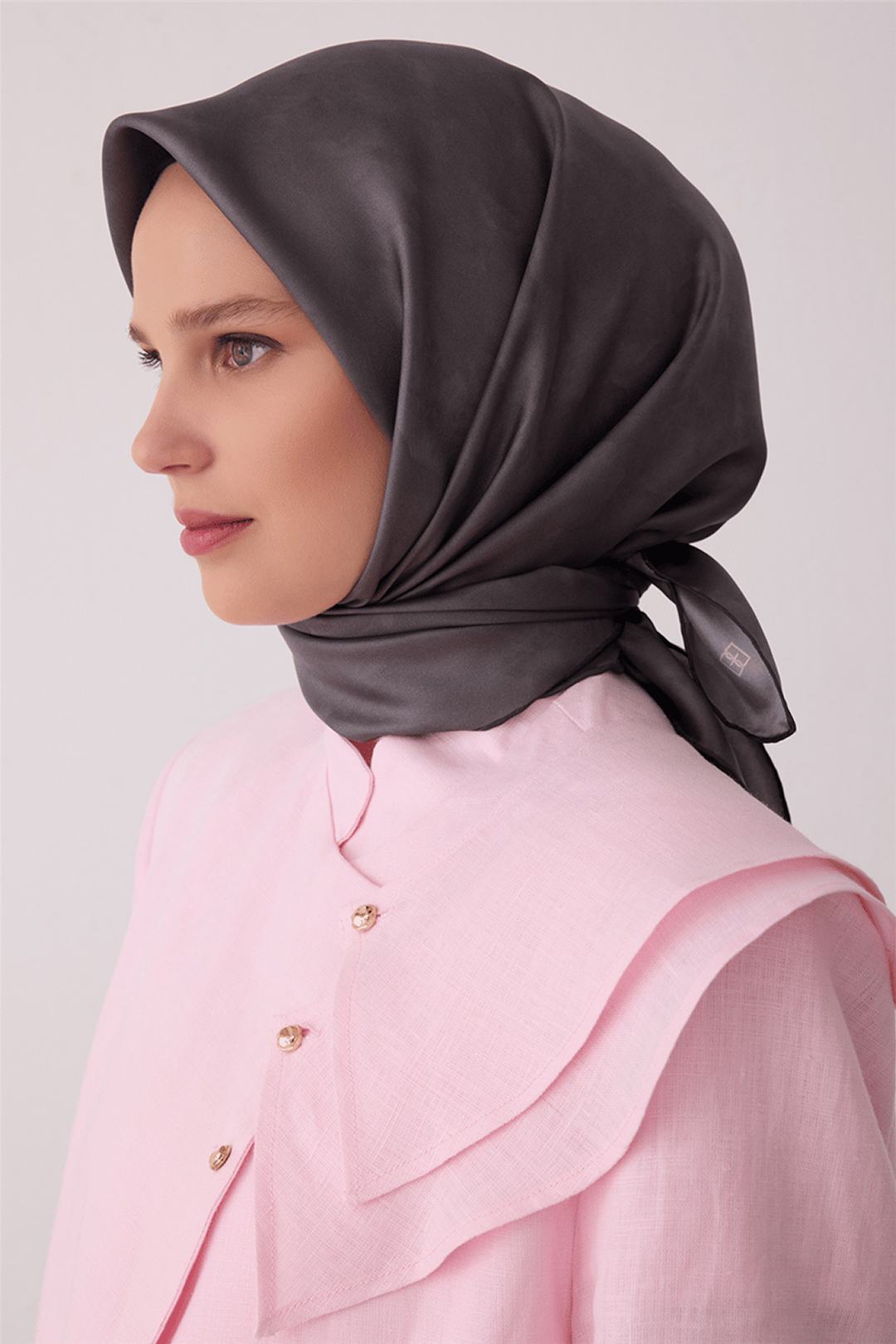 Belli Saf İpek Twill Eşarp 26k4428 Antrasit