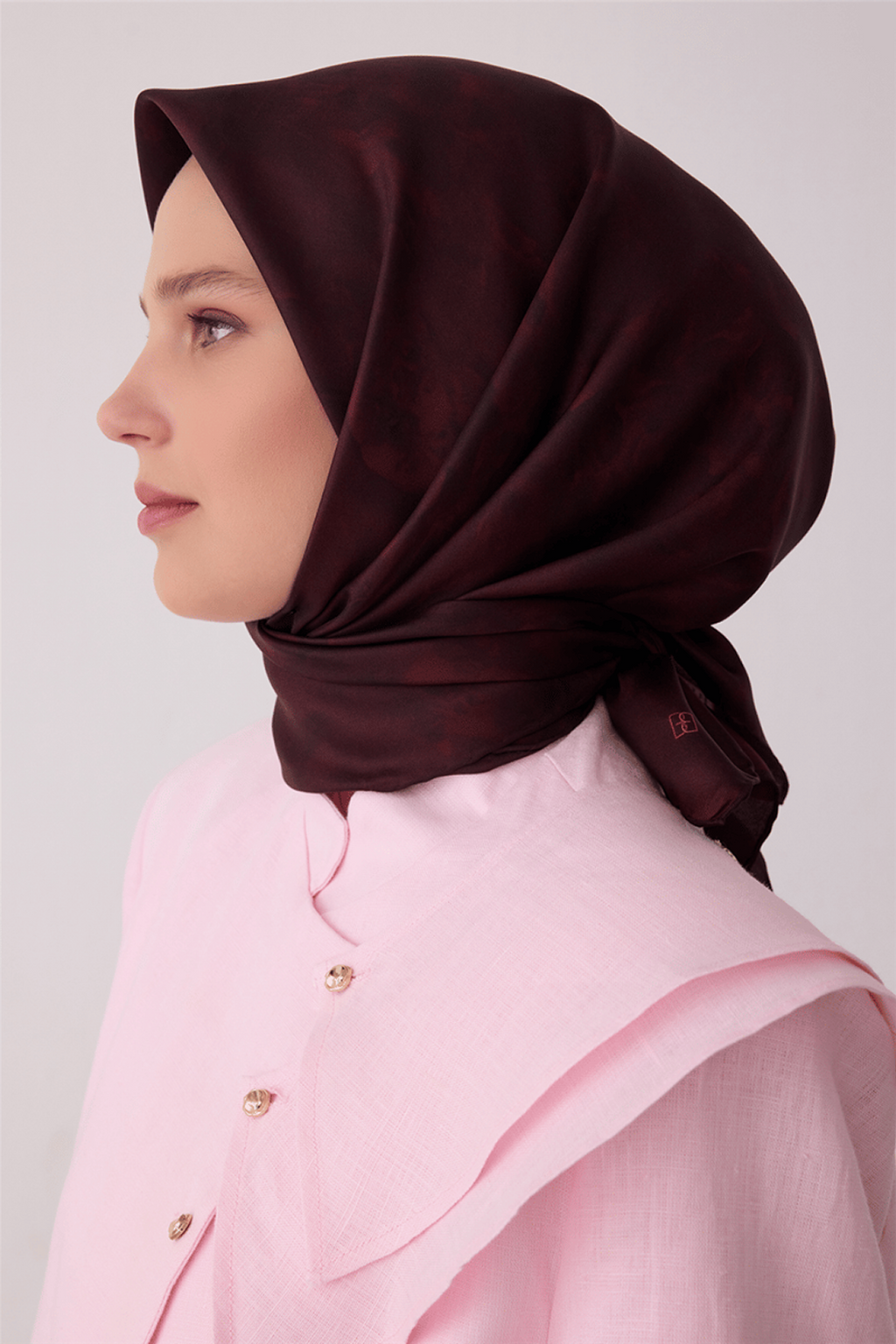 Belli Saf İpek Twill Eşarp 26k4428 Bordo Kahve