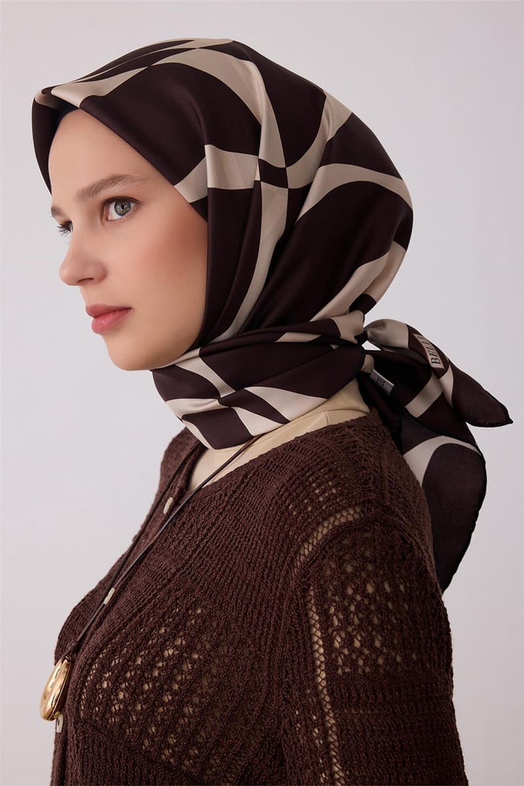 Belli Saf İpek Twill Eşarp 26k4429 Acı Kahve